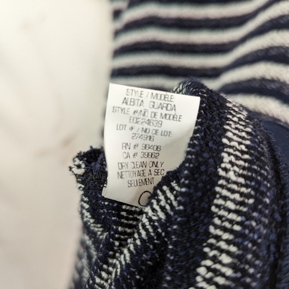 Theory Dress Women 10 Medium Blue Stripe Swing Organic Cotton Crew Neck Texture - Picture 11 of 12